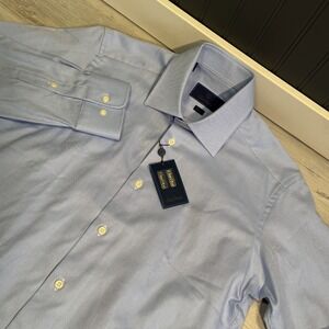 David Donahue Men's Dress Shirt‎ TB7202454 Sky Blue Trim 15 32/33 NWT